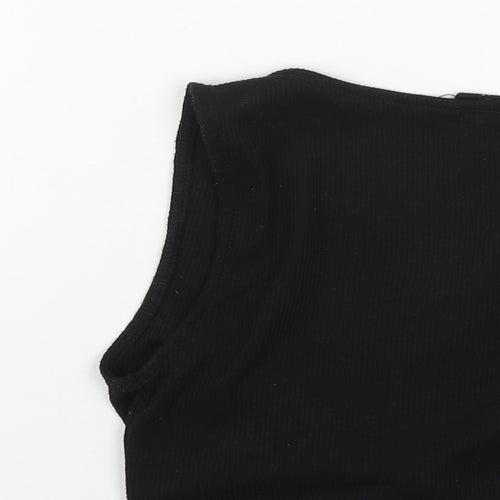 Urban Outfitters Womens Black Cotton Cropped Tank Size S V-Neck - Tie Front