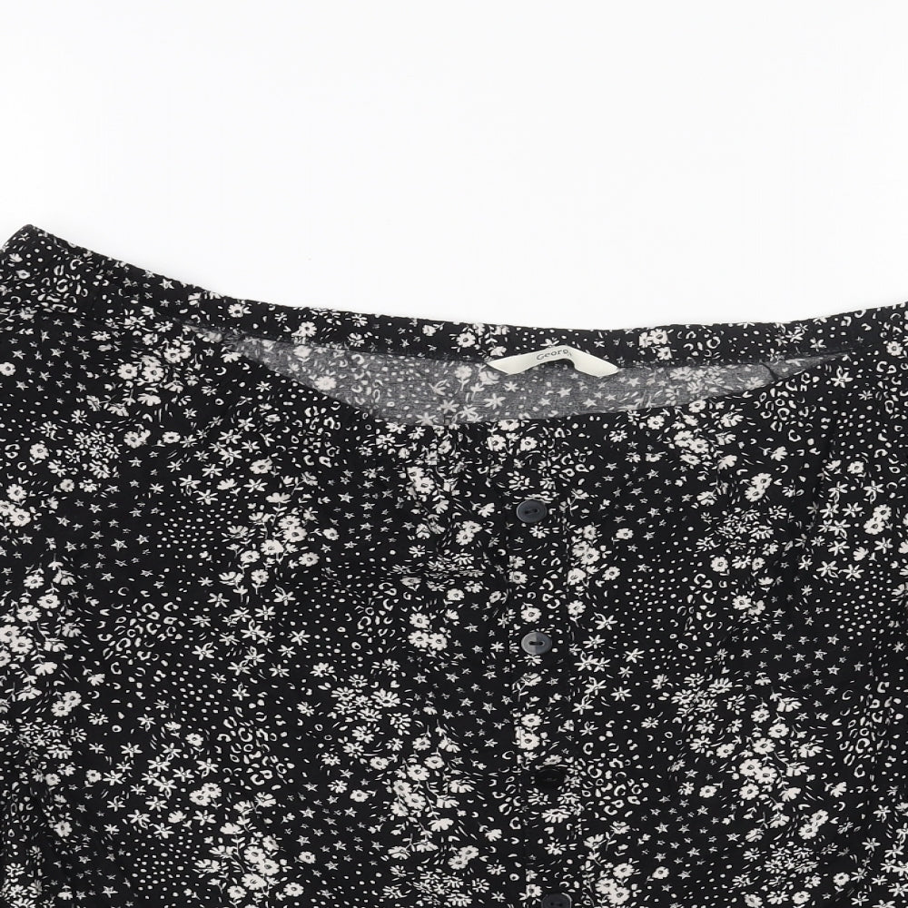 George Womens Black Floral Viscose Basic Blouse Size 14 Off the Shoulder