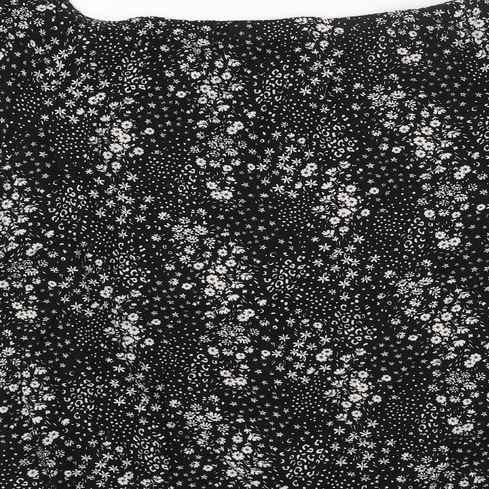 George Womens Black Floral Viscose Basic Blouse Size 14 Off the Shoulder
