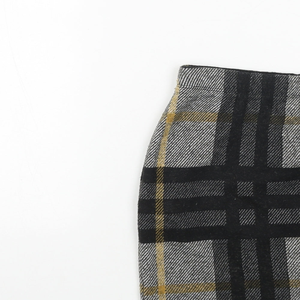 Select Womens Grey Plaid Polyester Straight & Pencil Skirt Size 12