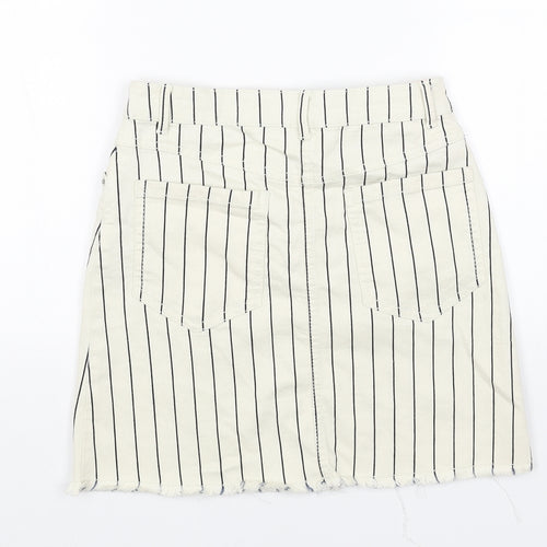 NEXT Womens Beige Striped Cotton Straight & Pencil Skirt Size 8 Zip
