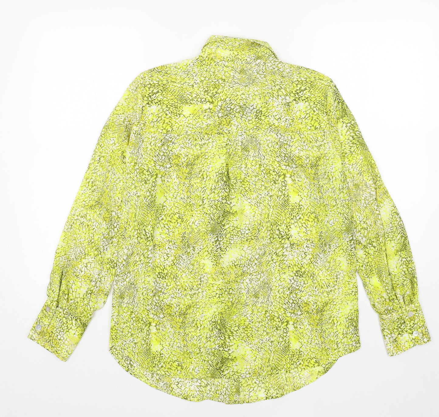 Marks and Spencer Womens Yellow Animal Print Polyester Basic Button-Up Size 10 Collared - Snake Print