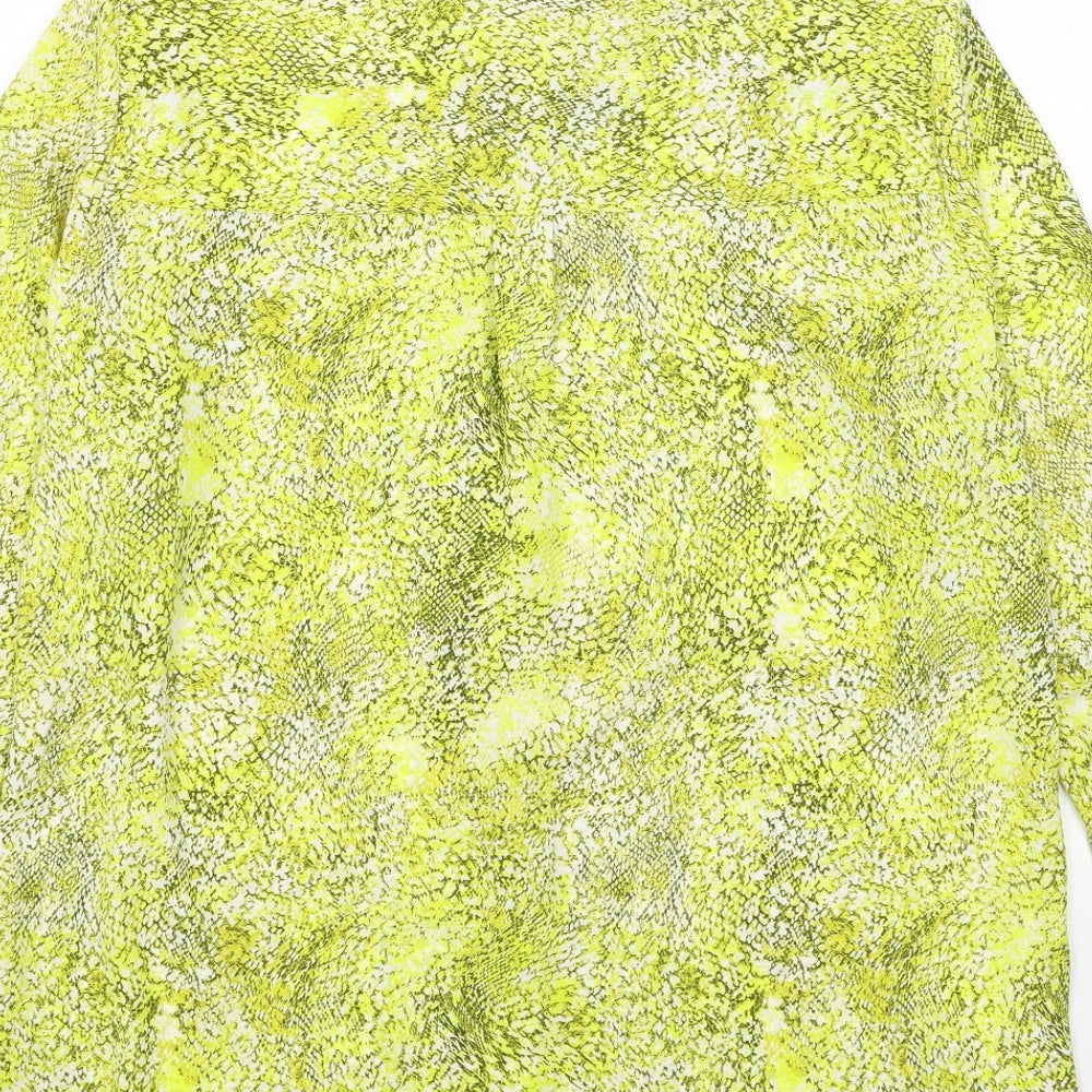 Marks and Spencer Womens Yellow Animal Print Polyester Basic Button-Up Size 10 Collared - Snake Print