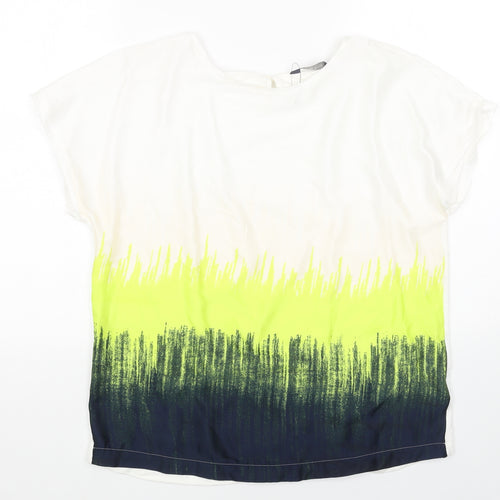 Marks and Spencer Womens Multicoloured Colourblock Polyester Basic T-Shirt Size 12 Boat Neck