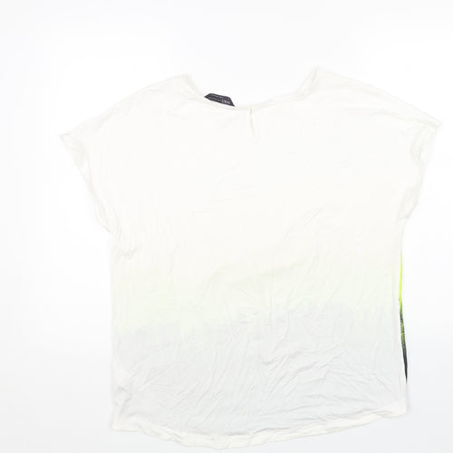 Marks and Spencer Womens Multicoloured Colourblock Polyester Basic T-Shirt Size 12 Boat Neck