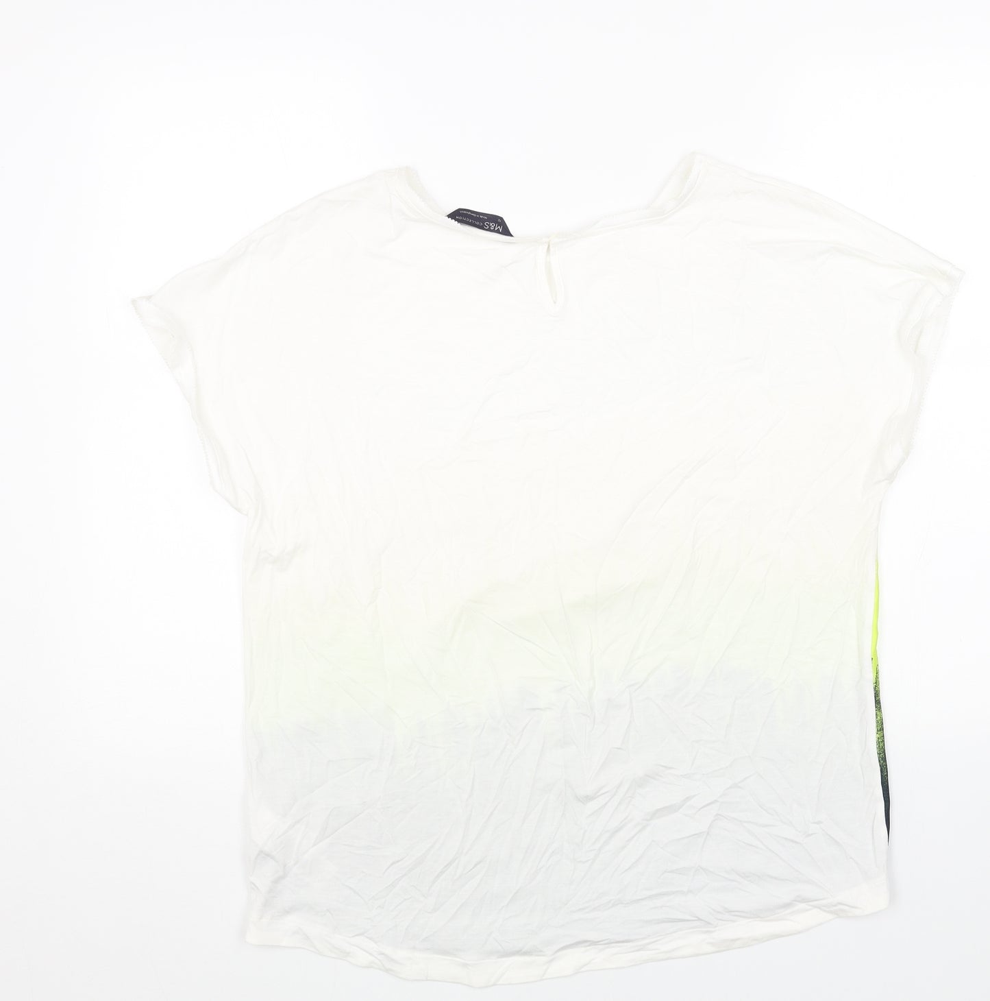 Marks and Spencer Womens Multicoloured Colourblock Polyester Basic T-Shirt Size 12 Boat Neck
