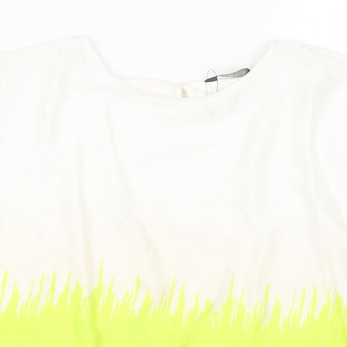 Marks and Spencer Womens Multicoloured Colourblock Polyester Basic T-Shirt Size 12 Boat Neck