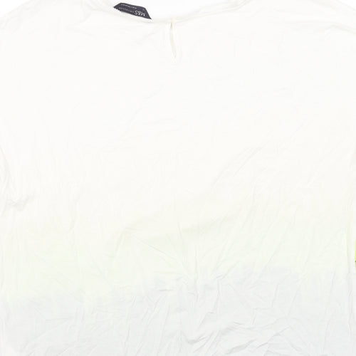 Marks and Spencer Womens Multicoloured Colourblock Polyester Basic T-Shirt Size 12 Boat Neck