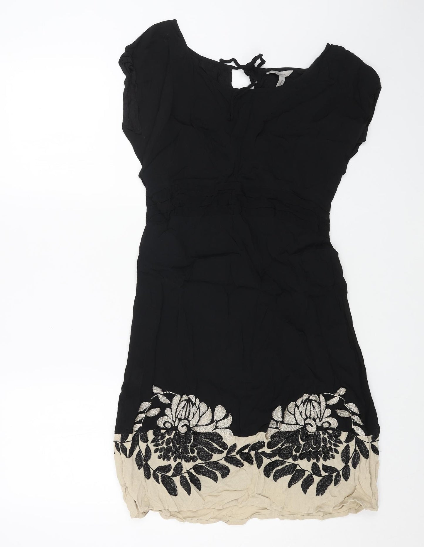 Pepperberry Womens Black Floral Viscose A-Line Size 12 Boat Neck Pullover
