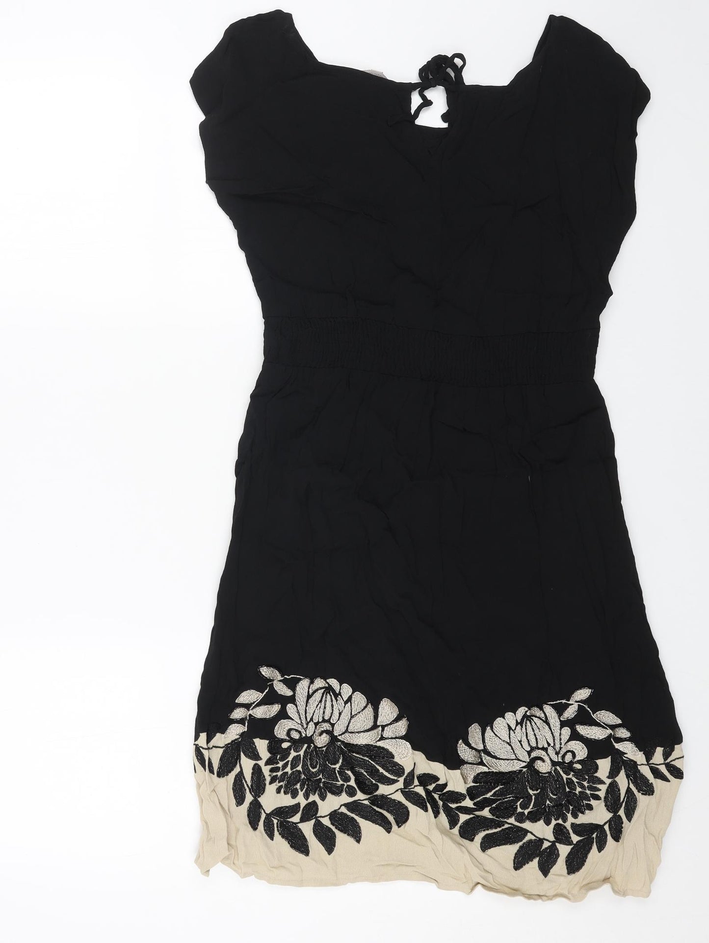 Pepperberry Womens Black Floral Viscose A-Line Size 12 Boat Neck Pullover