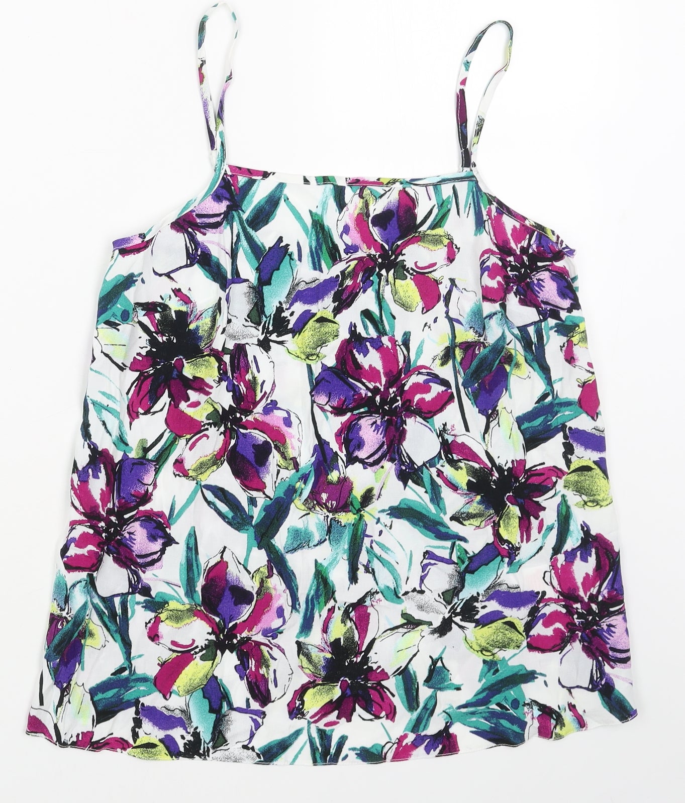 F&F Womens Multicoloured Floral Viscose Camisole Tank Size 8 Square Neck