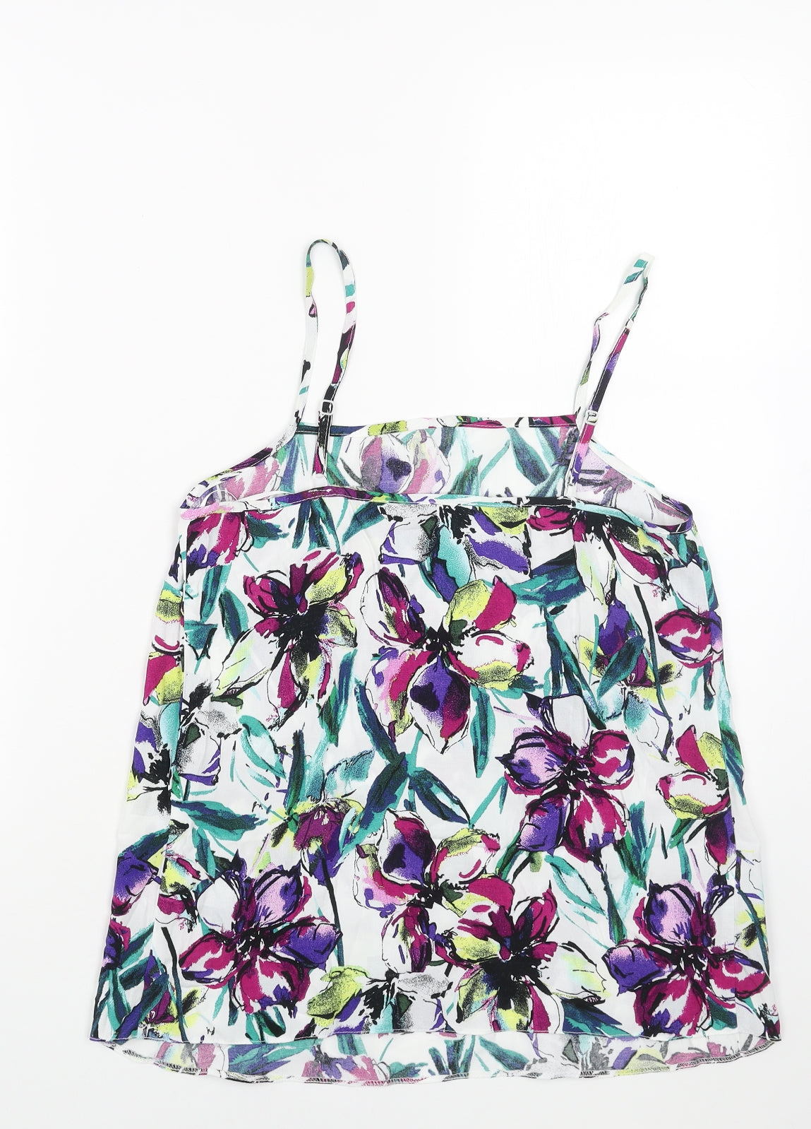 F&F Womens Multicoloured Floral Viscose Camisole Tank Size 8 Square Neck
