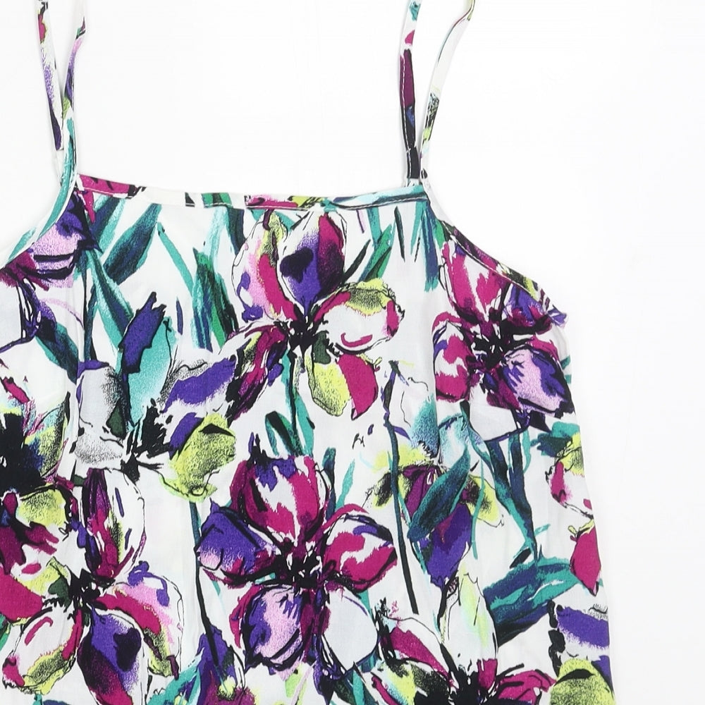 F&F Womens Multicoloured Floral Viscose Camisole Tank Size 8 Square Neck