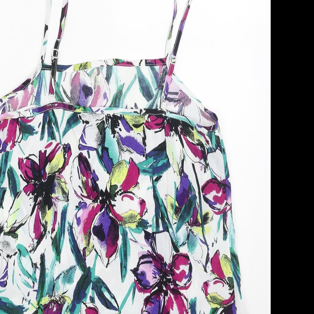 F&F Womens Multicoloured Floral Viscose Camisole Tank Size 8 Square Neck