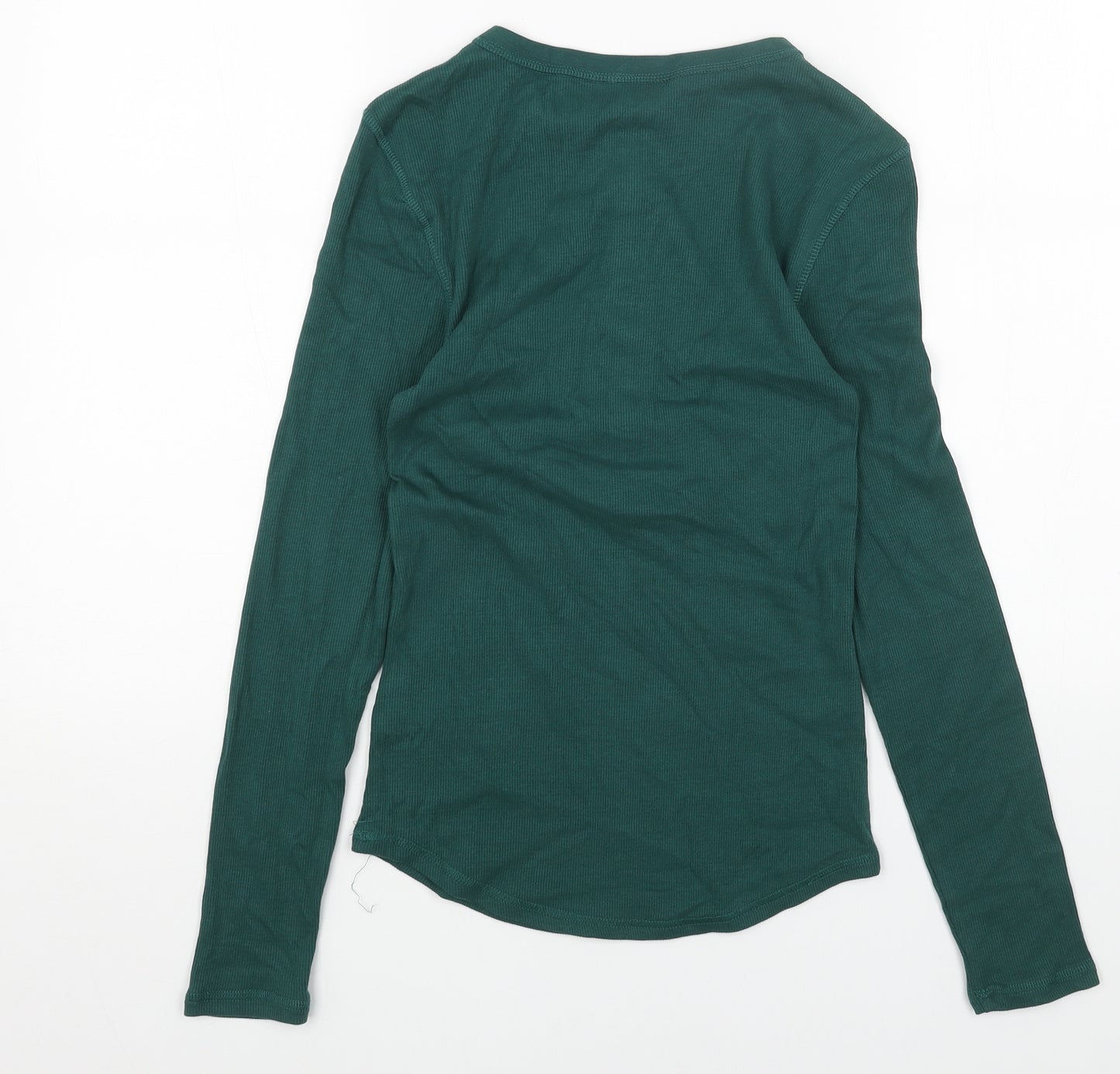 Marks and Spencer Womens Green Cotton Basic T-Shirt Size 6 Henley