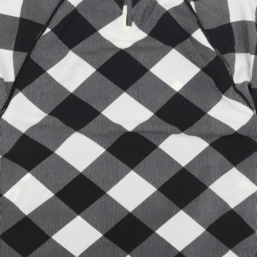 Marks and Spencer Womens White Check Polyester Basic Blouse Size 8 Boat Neck