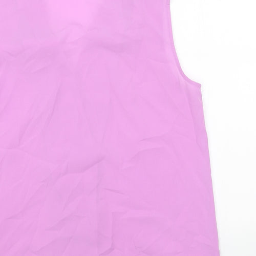 French Connection Womens Purple Polyester Basic Blouse Size L V-Neck