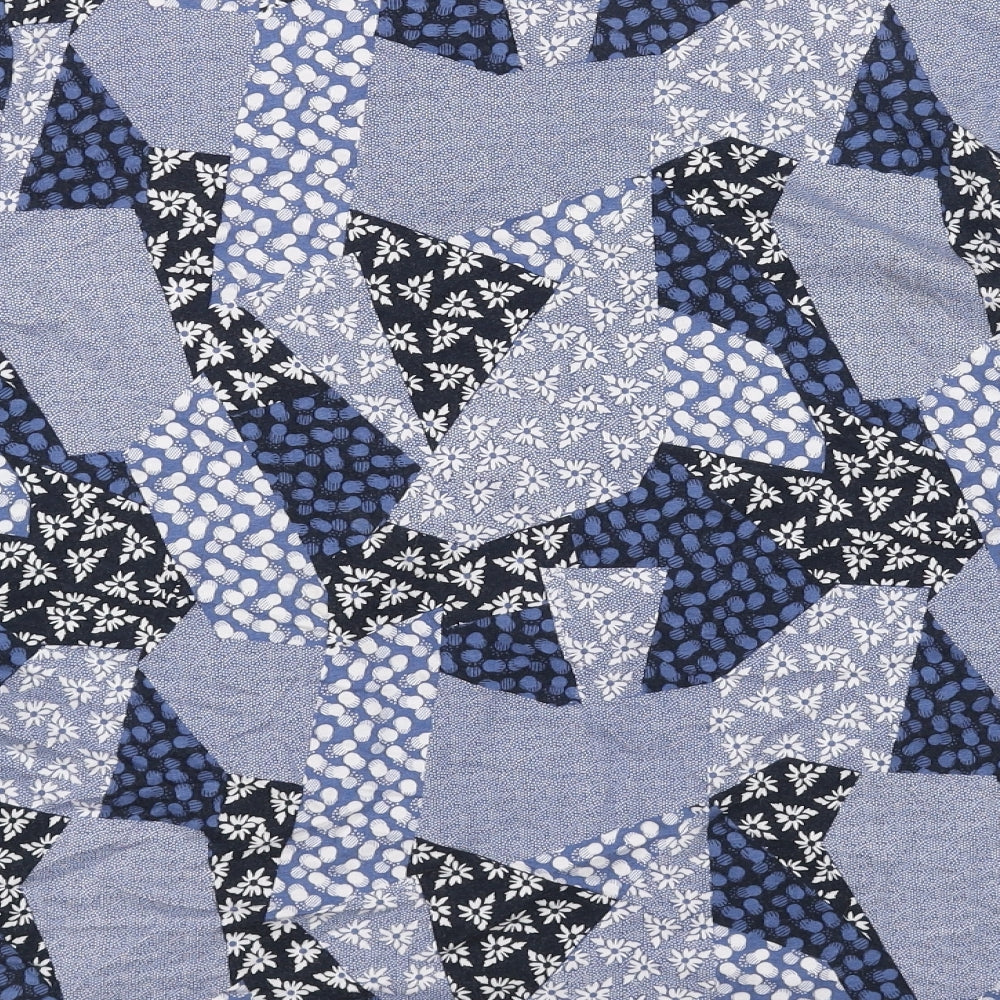 TU Womens Blue Geometric Viscose Basic Blouse Size 22 Boat Neck