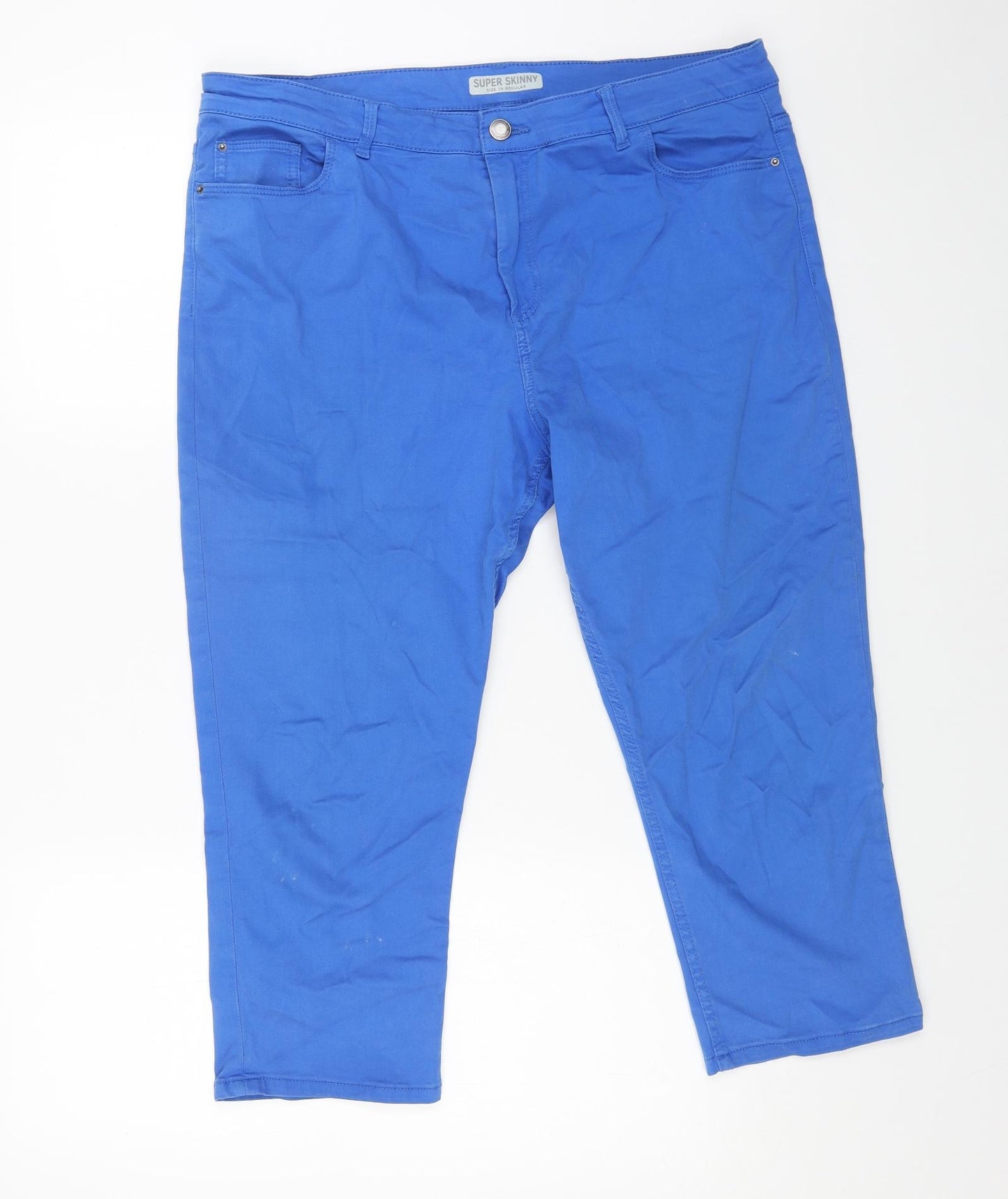 Marks and Spencer Womens Blue Cotton Skinny Jeans Size 18 L21 in Regular Button