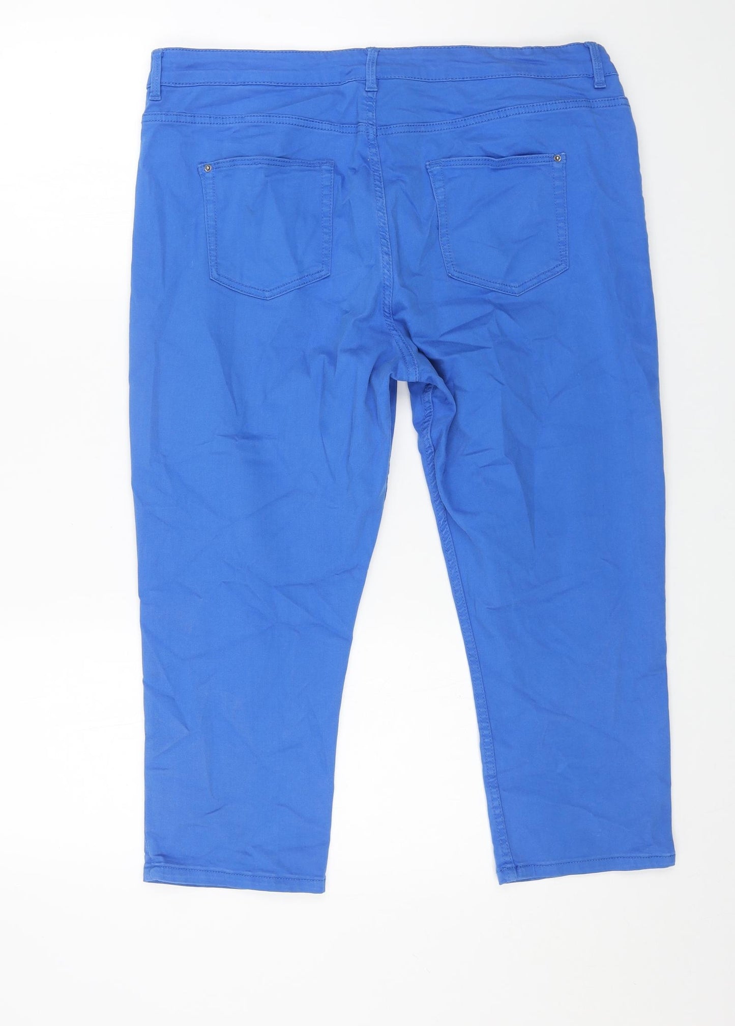 Marks and Spencer Womens Blue Cotton Skinny Jeans Size 18 L21 in Regular Button