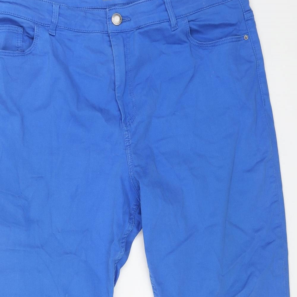 Marks and Spencer Womens Blue Cotton Skinny Jeans Size 18 L21 in Regular Button