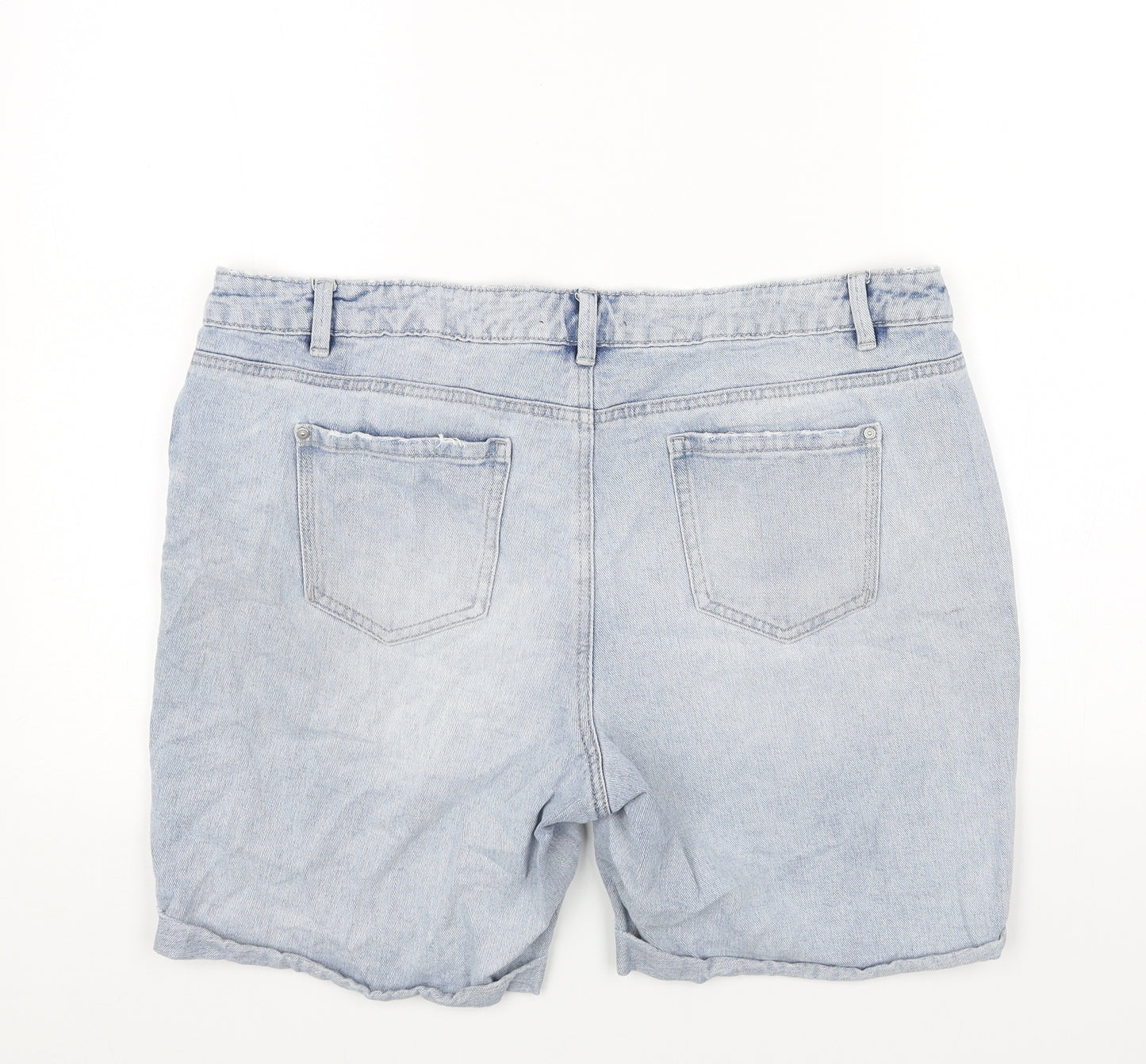 George Womens Blue Cotton Boyfriend Shorts Size 16 Regular Button