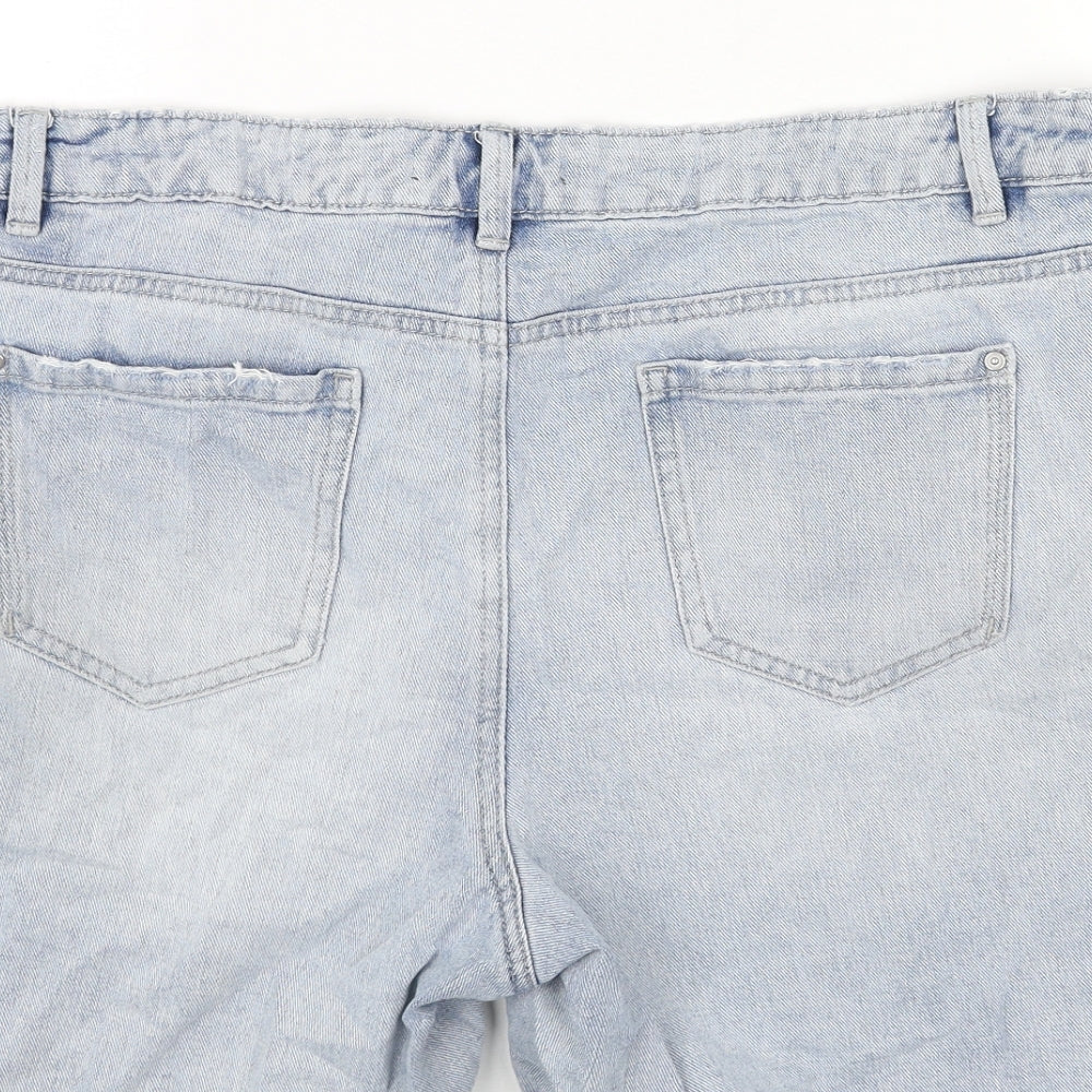 George Womens Blue Cotton Boyfriend Shorts Size 16 Regular Button