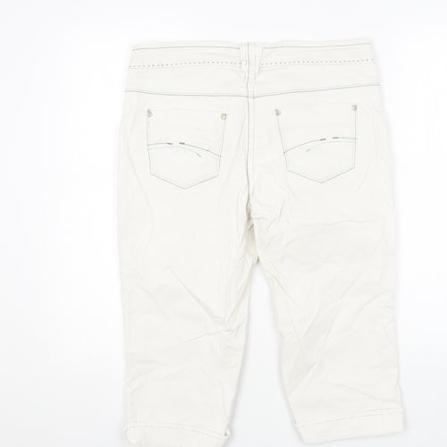 NEXT Womens White Cotton Cropped Jeans Size 12 Regular Button