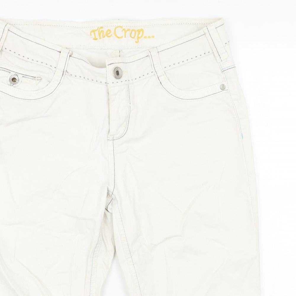 NEXT Womens White Cotton Cropped Jeans Size 12 Regular Button