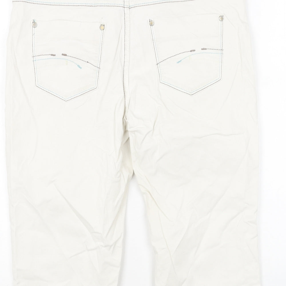 NEXT Womens White Cotton Cropped Jeans Size 12 Regular Button