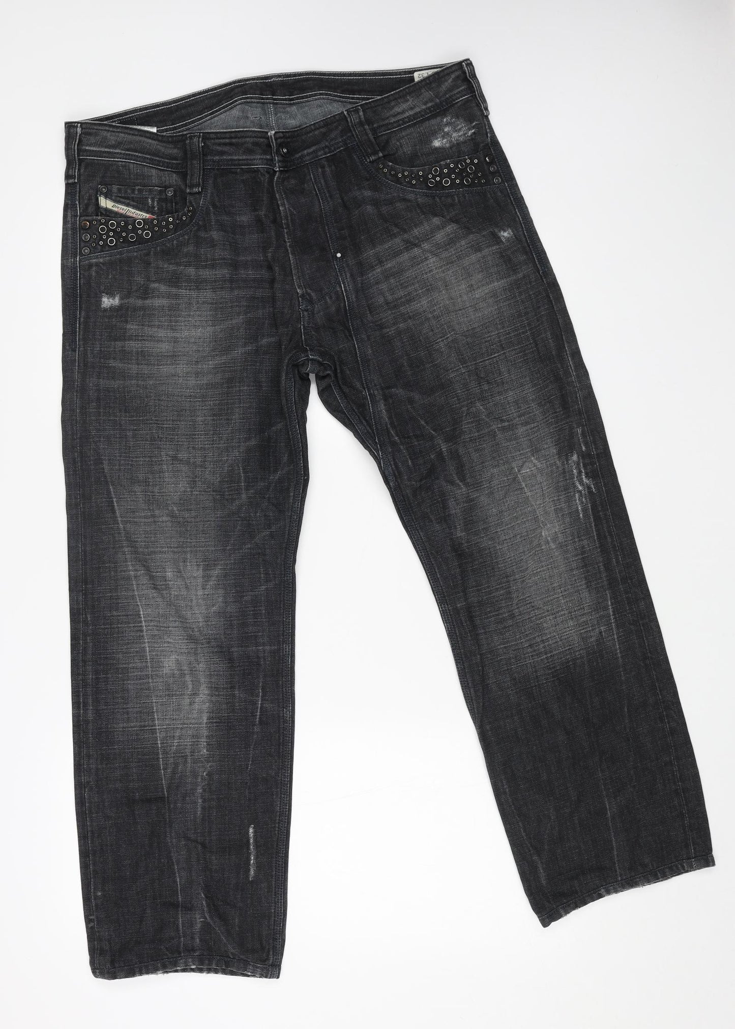 Diesel Womens Black Cotton Straight Jeans Size 40 in L28 in Regular Button