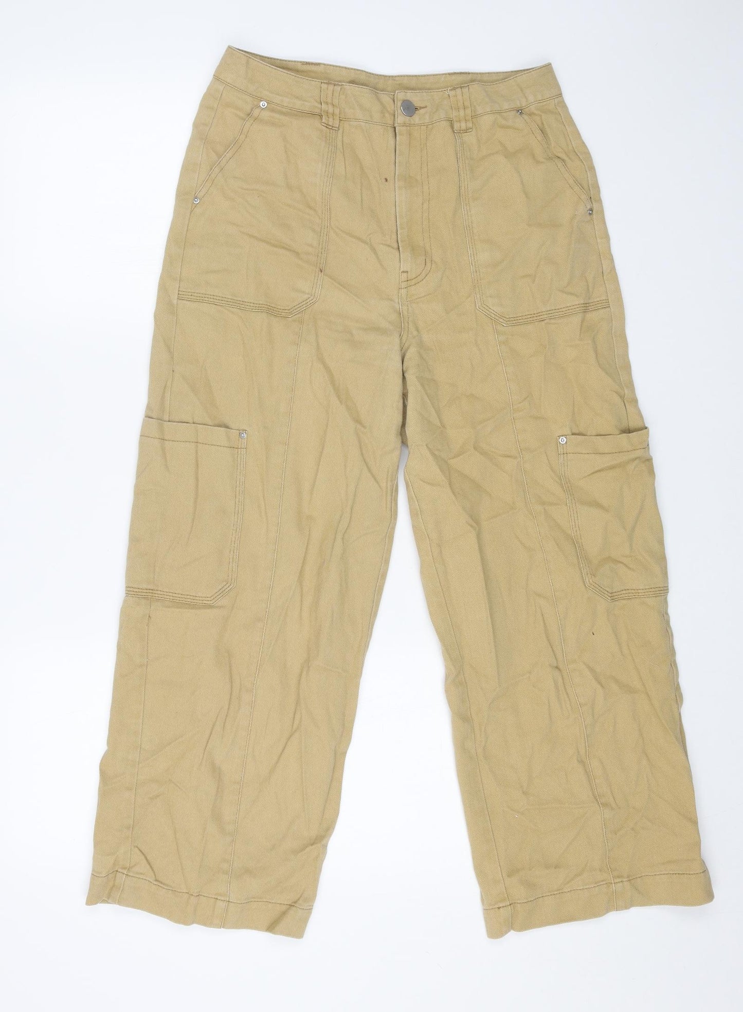 Preworn Womens Beige Cotton Straight Jeans Size 30 in L24 in Regular Button