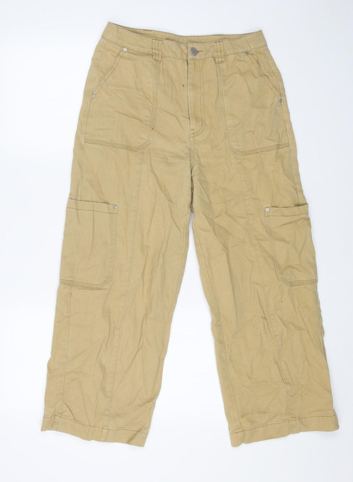 Preworn Womens Beige Cotton Straight Jeans Size 30 in L24 in Regular Button