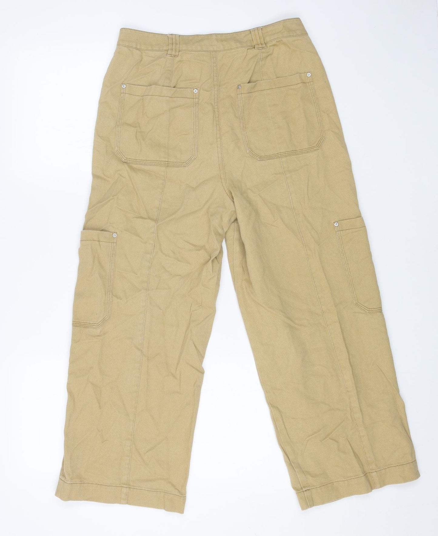 Preworn Womens Beige Cotton Straight Jeans Size 30 in L24 in Regular Button