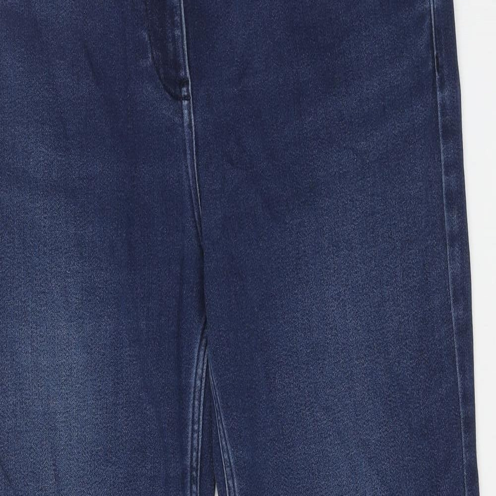 Marks and Spencer Womens Blue Cotton Straight Jeans Size 10 L27 in Regular Button