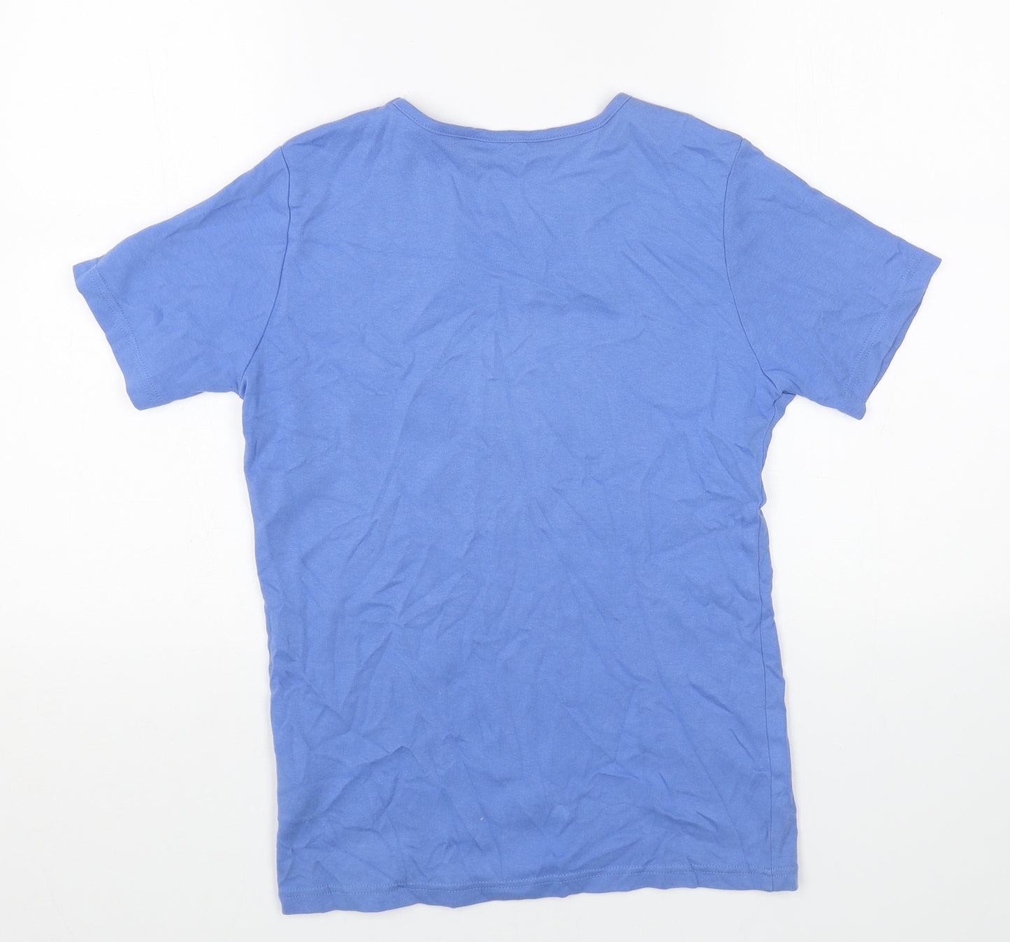 EWM Womens Blue Cotton Basic T-Shirt Size S Scoop Neck