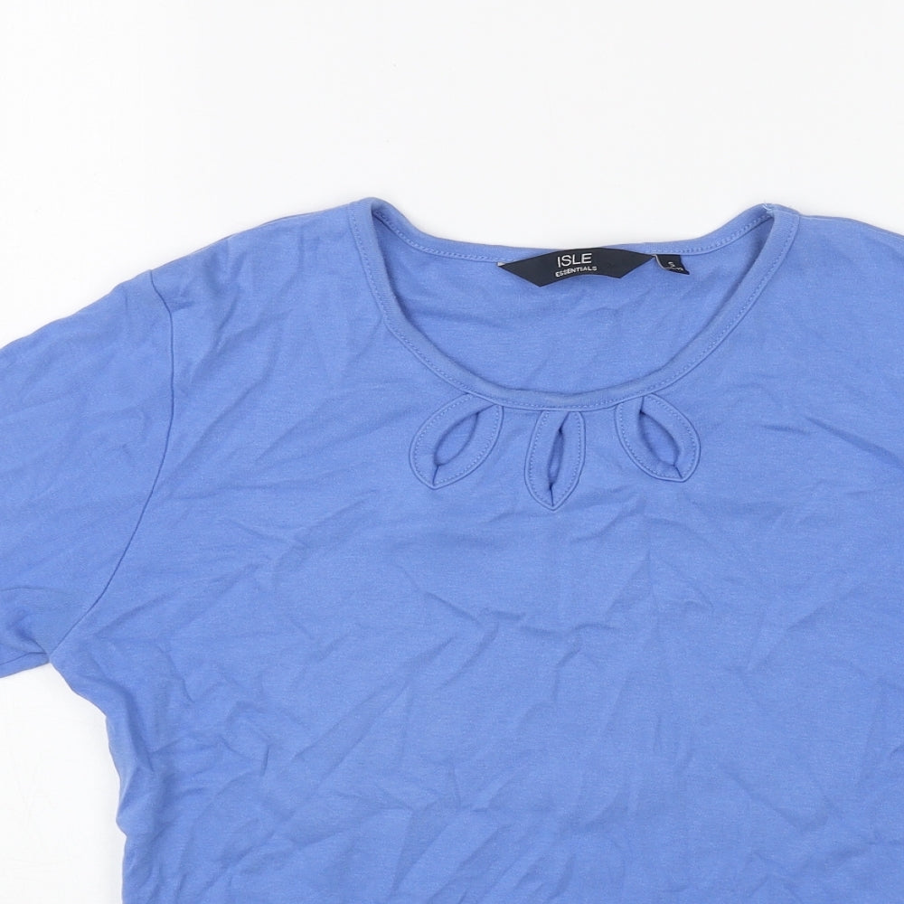 EWM Womens Blue Cotton Basic T-Shirt Size S Scoop Neck