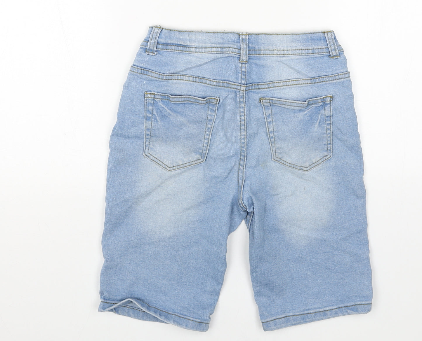 Denim & Co. Boys Blue Cotton Bermuda Shorts Size 11-12 Years Regular Buckle - Button