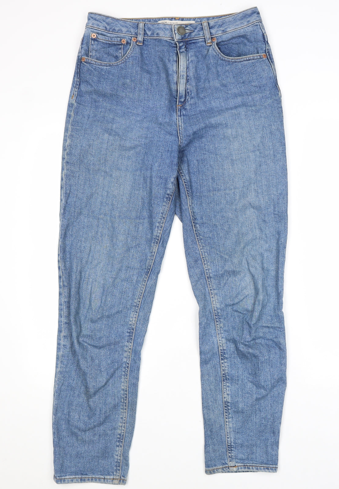 ASOS Mens Blue Cotton Straight Jeans Size 30 in L32 in Regular Zip