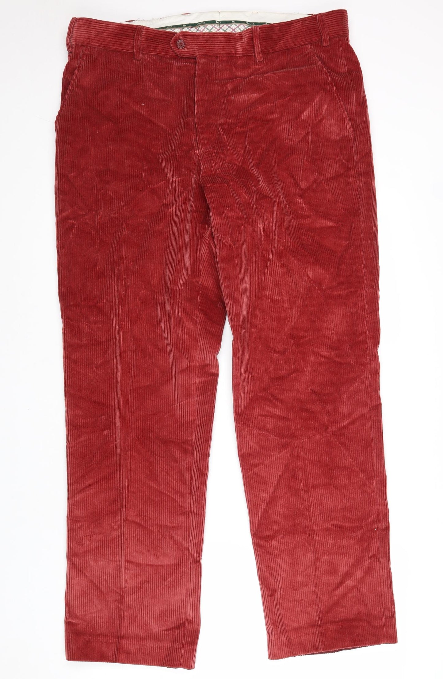 Magee Mens Red Cotton Trousers Size 38 in L30 in Regular Zip
