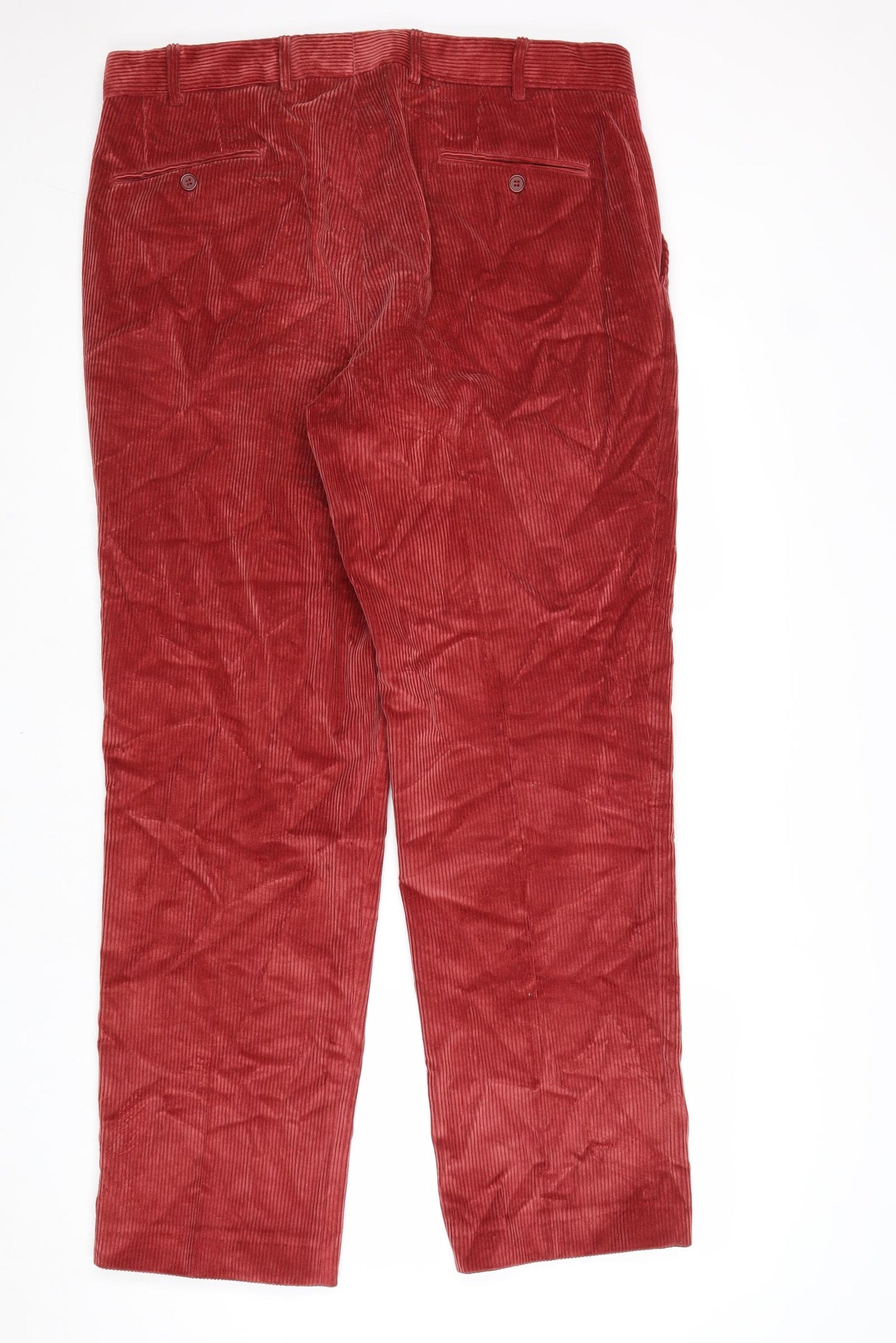Magee Mens Red Cotton Trousers Size 38 in L30 in Regular Zip