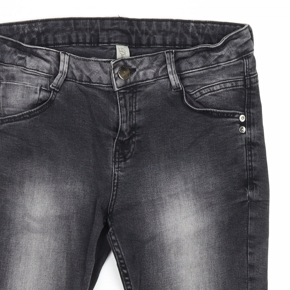 Denim & Co. Womens Black Cotton Bermuda Shorts Size 10 L14 in Regular Zip