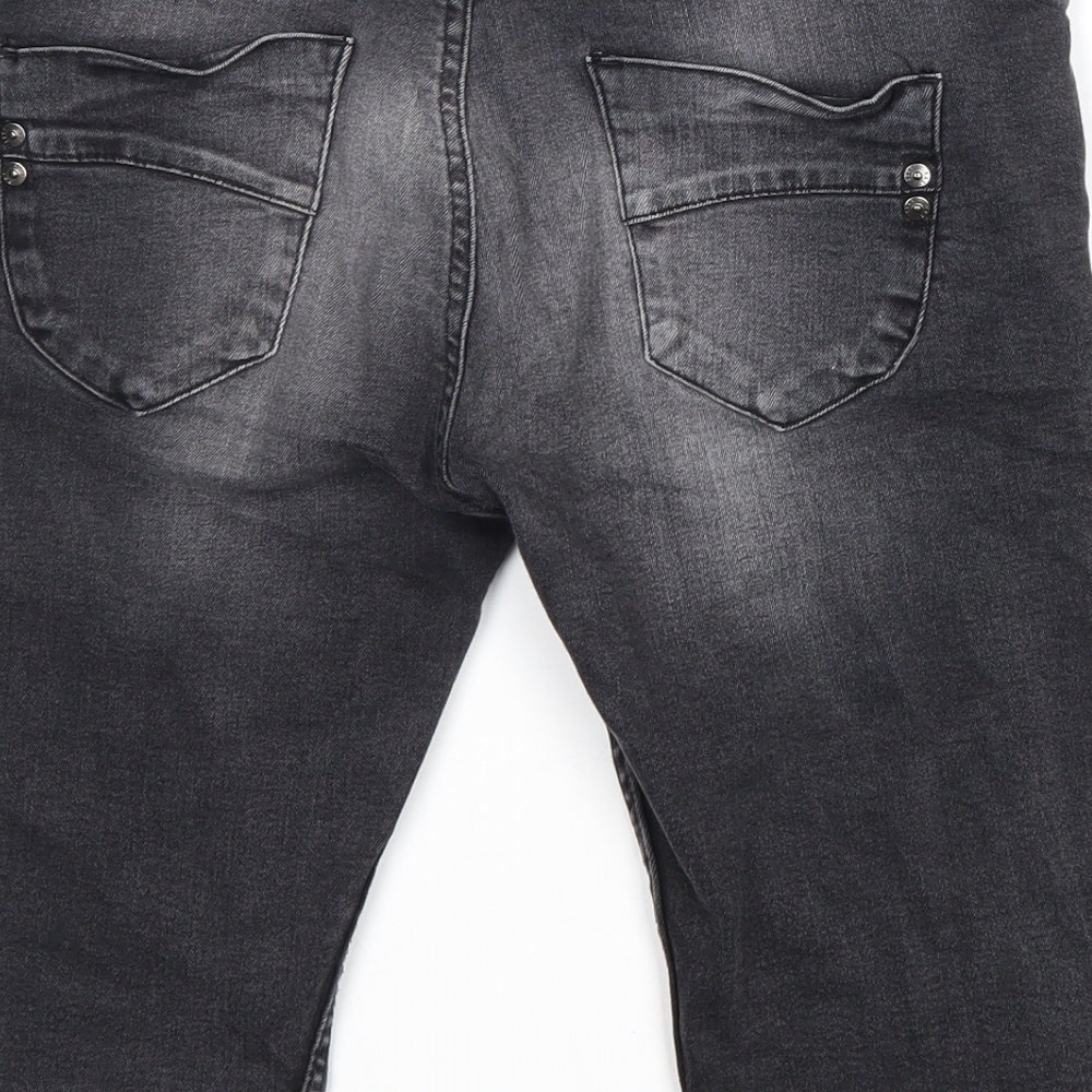 Denim & Co. Womens Black Cotton Bermuda Shorts Size 10 L14 in Regular Zip