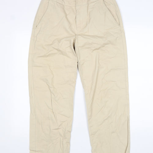 Topshop Womens Beige Cotton Chino Trousers Size 12 L26 in Regular Zip