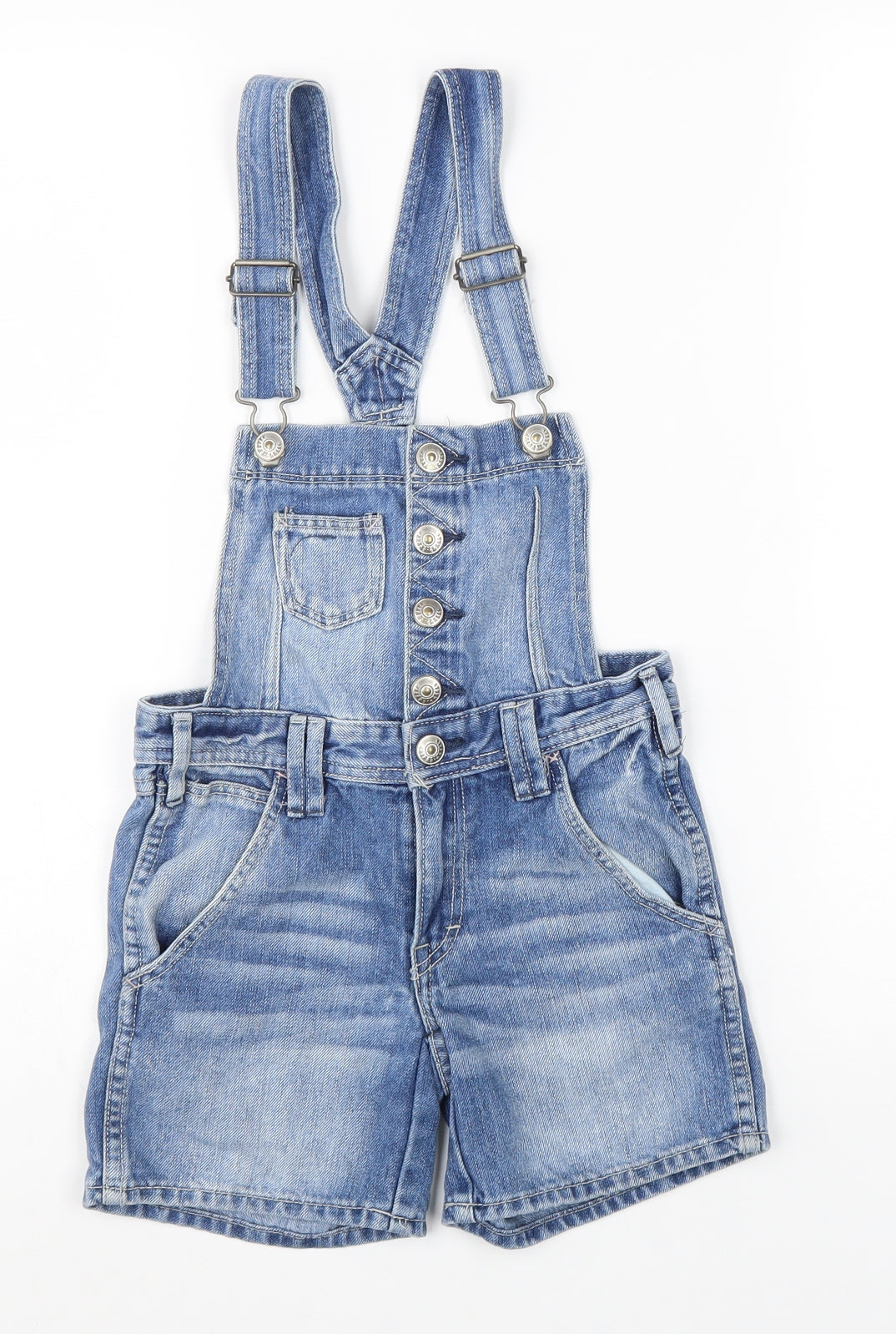 H&M Girls Blue Cotton Dungaree One-Piece Size 8 Years Buckle