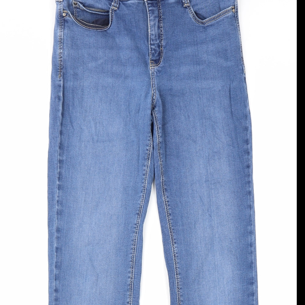 Dream Jeans Womens Blue Cotton Straight Jeans Size 14 L34 in Regular Zip