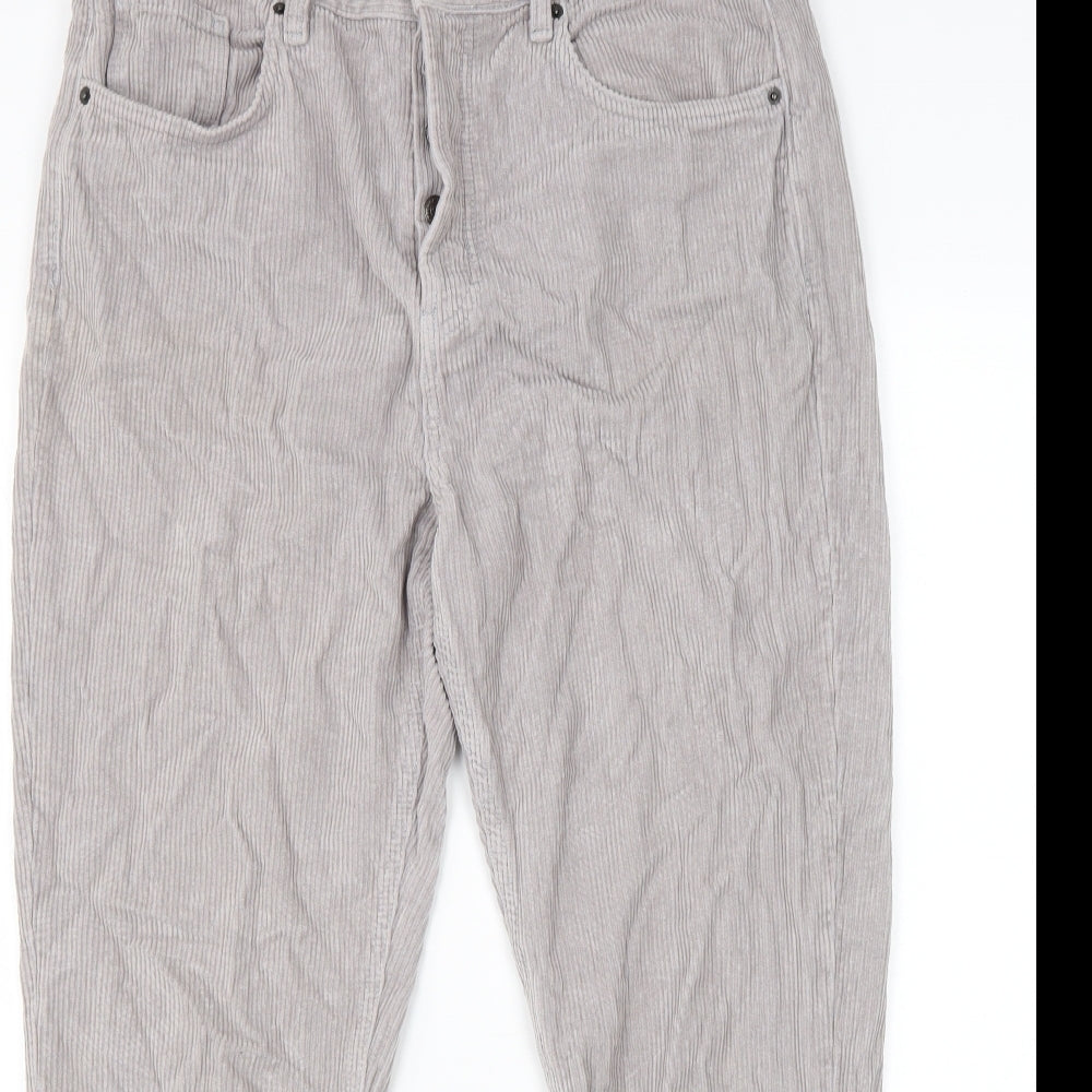 Topman Mens Grey Cotton Trousers Size 32 in L32 in Regular Zip