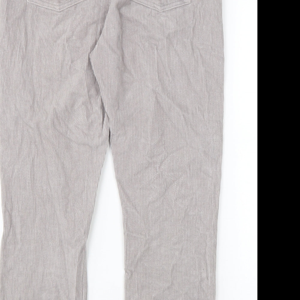 Topman Mens Grey Cotton Trousers Size 32 in L32 in Regular Zip