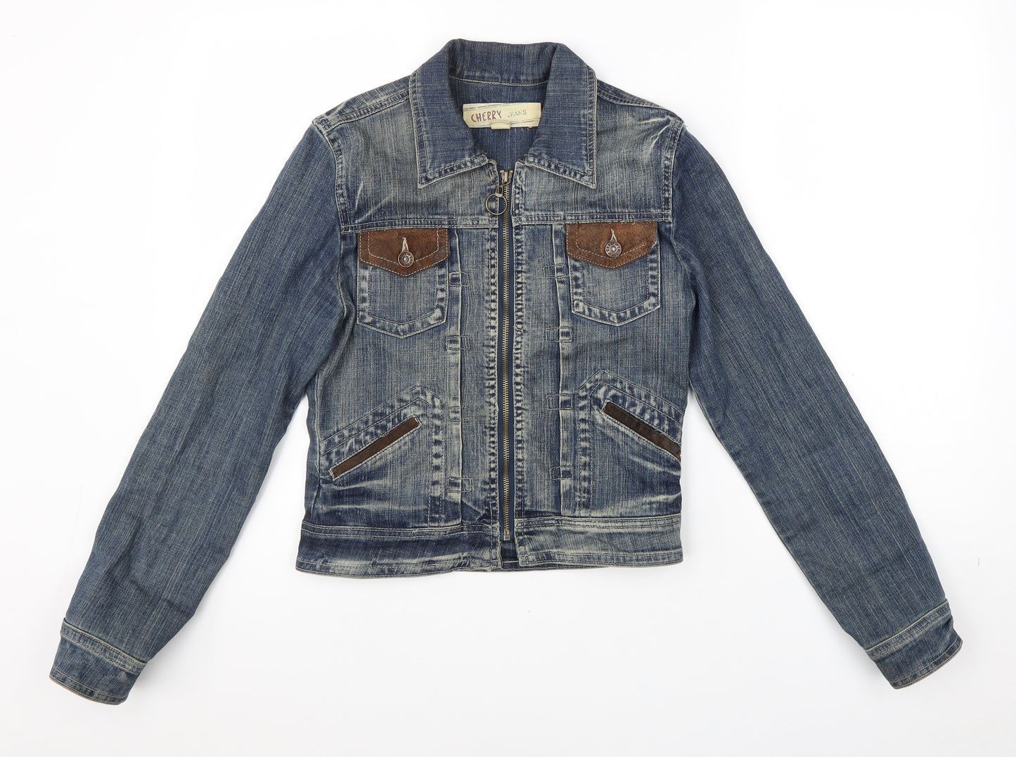 CHERRY Womens Blue Jacket Size 10 Zip