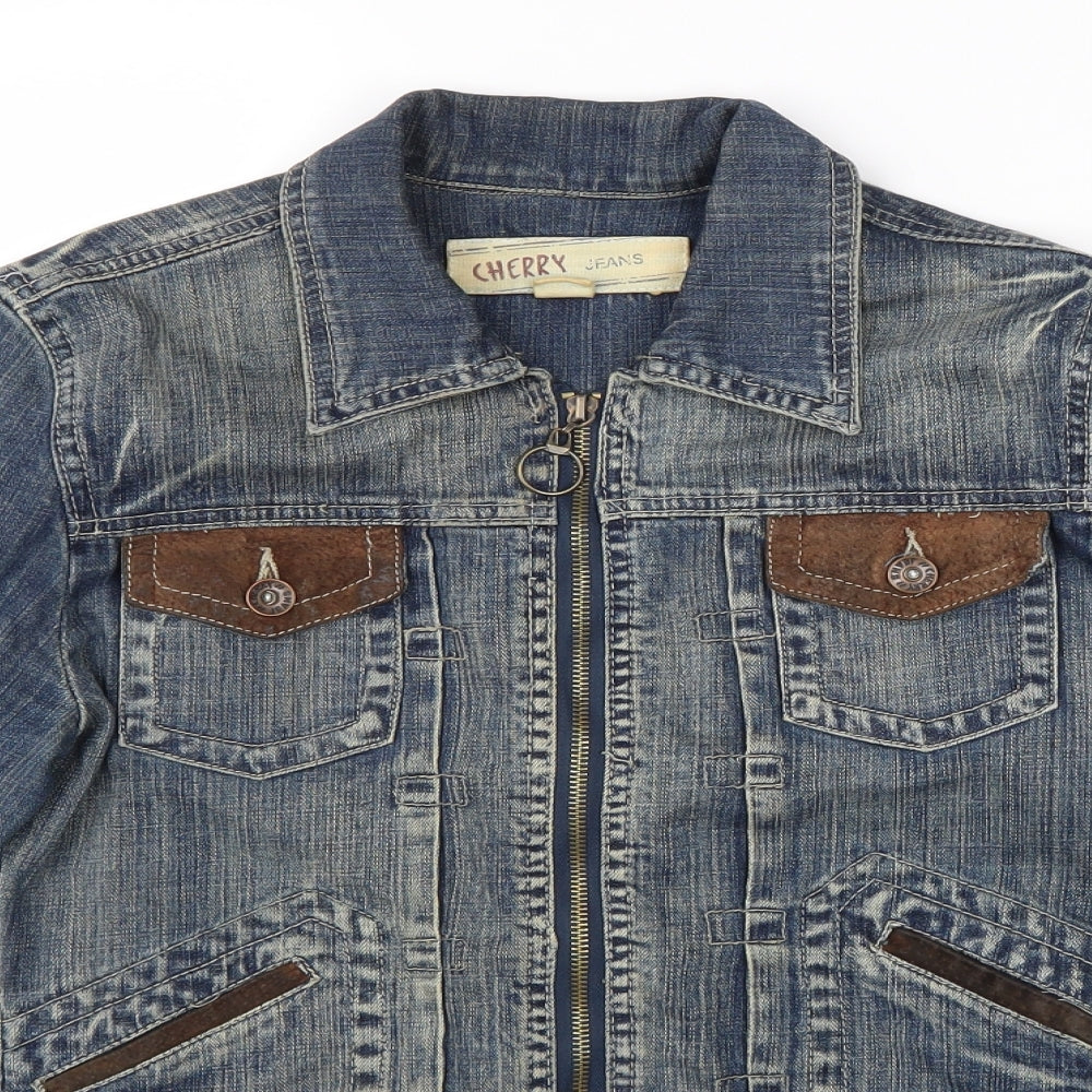 CHERRY Womens Blue Jacket Size 10 Zip